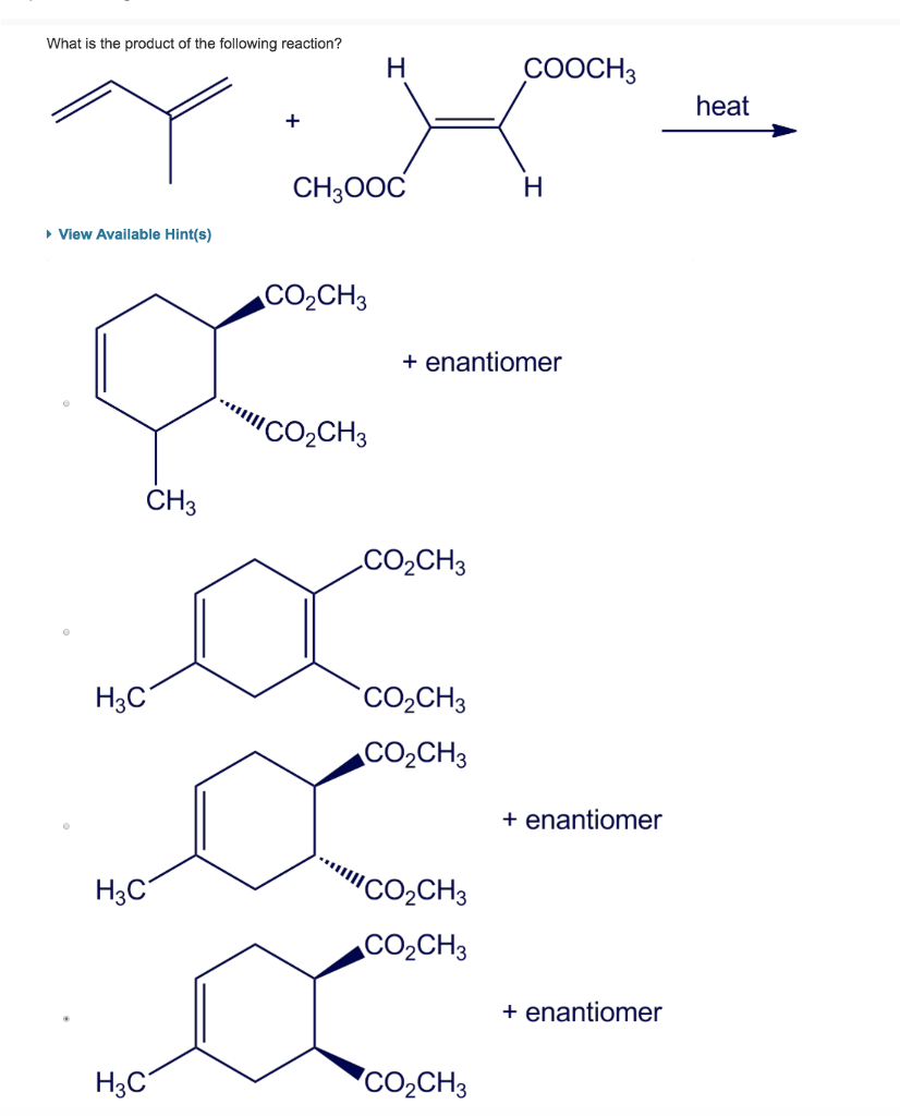 Solved What is the product of the following reaction? COOCH3 | Chegg.com