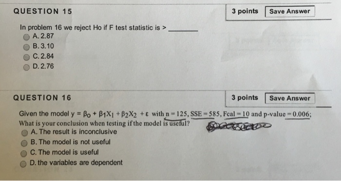 Solved In problem 16 we reject Ho if F test statistic is | Chegg.com
