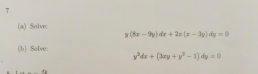 Solved 7. (a) Solve: (b) Solve: | Chegg.com