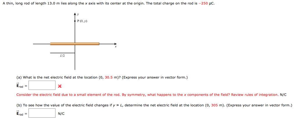 Solved A thin, long rod of length 13.0 m lies along the x | Chegg.com