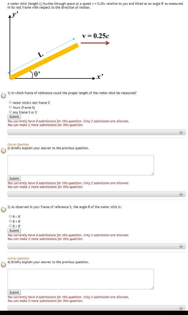 Solved A meter stick (length L) hurtles through space at a