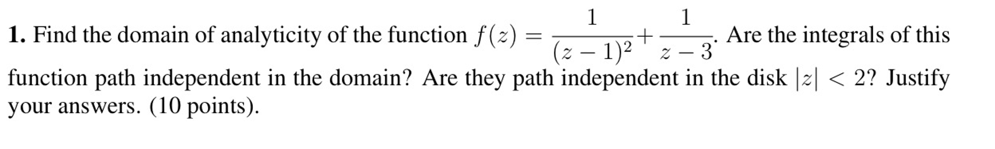 Find the domain of analyticity of the function f(z) = | Chegg.com