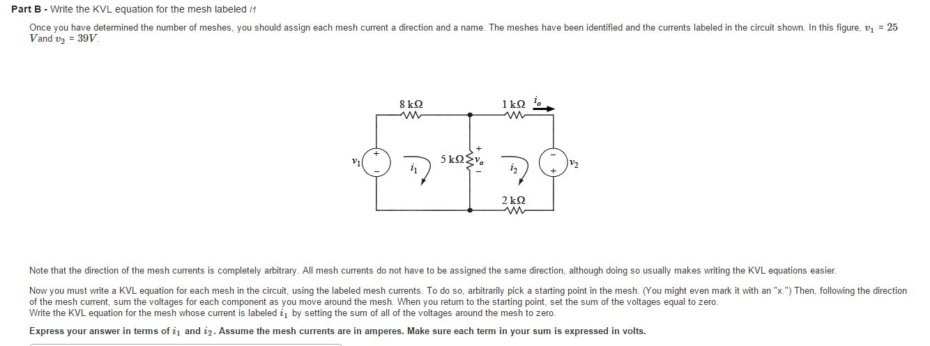 Solved Part B - Write The KVL Equation For The Mesh Labeled | Chegg.com