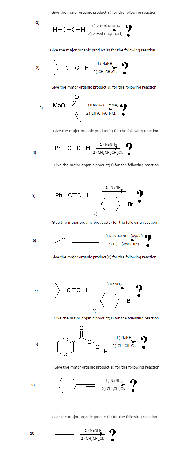 Solved Give the major organic product(s) for the following | Chegg.com