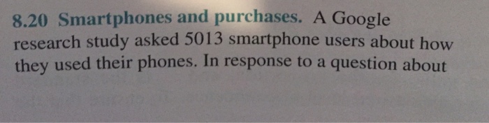 Solved 8.20 Smartphones and purchases. A Google research | Chegg.com