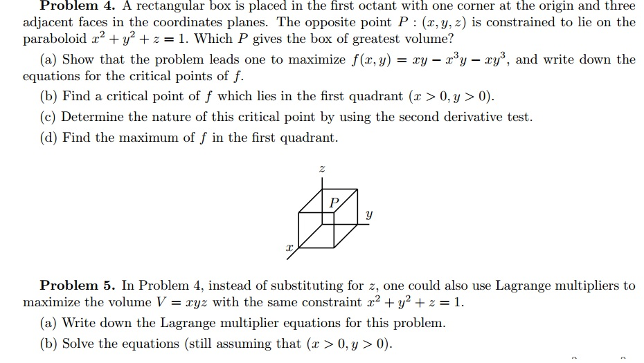 Problem 4. A rectangular box is placed in the first | Chegg.com