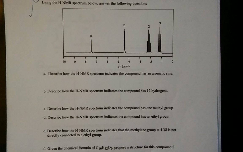 Solved Using The H Nmr Spectrum Below Answer The Following Chegg Com