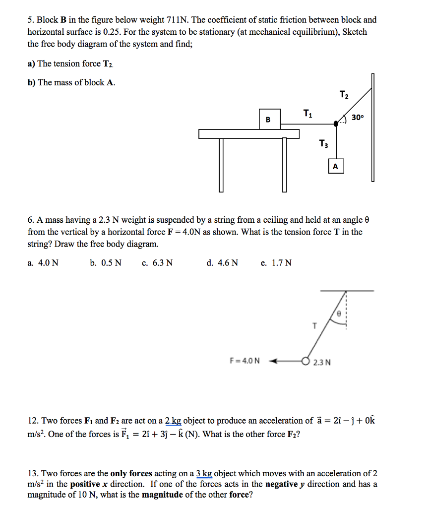 Solved 5. Block B in the figure below weight 711N. The | Chegg.com