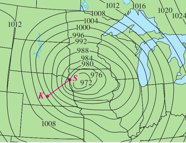 Solved Level curves for barometric pressure (in millibars)