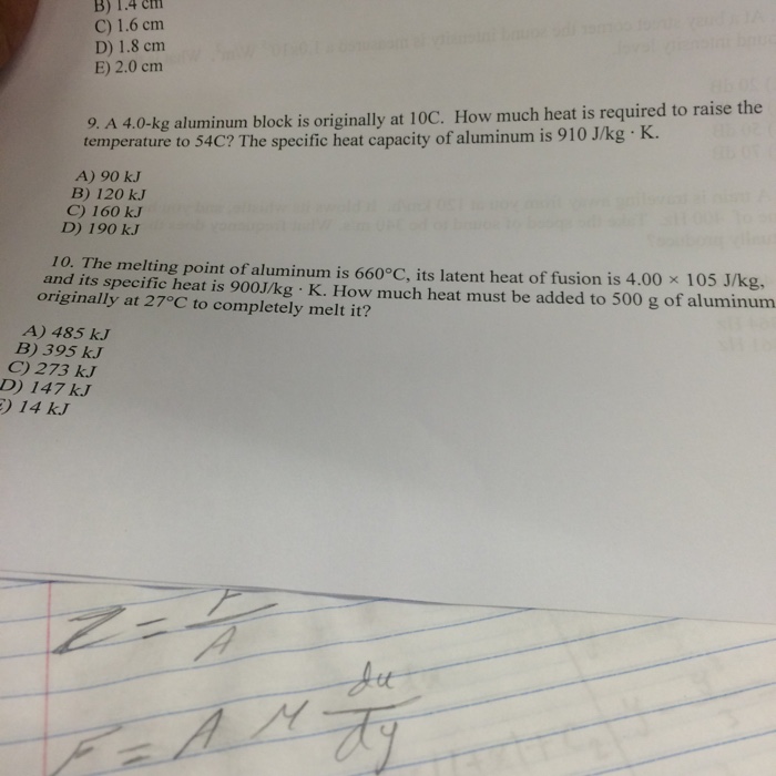 Solved A 4.0kg aluminum block is originally at 10C. How