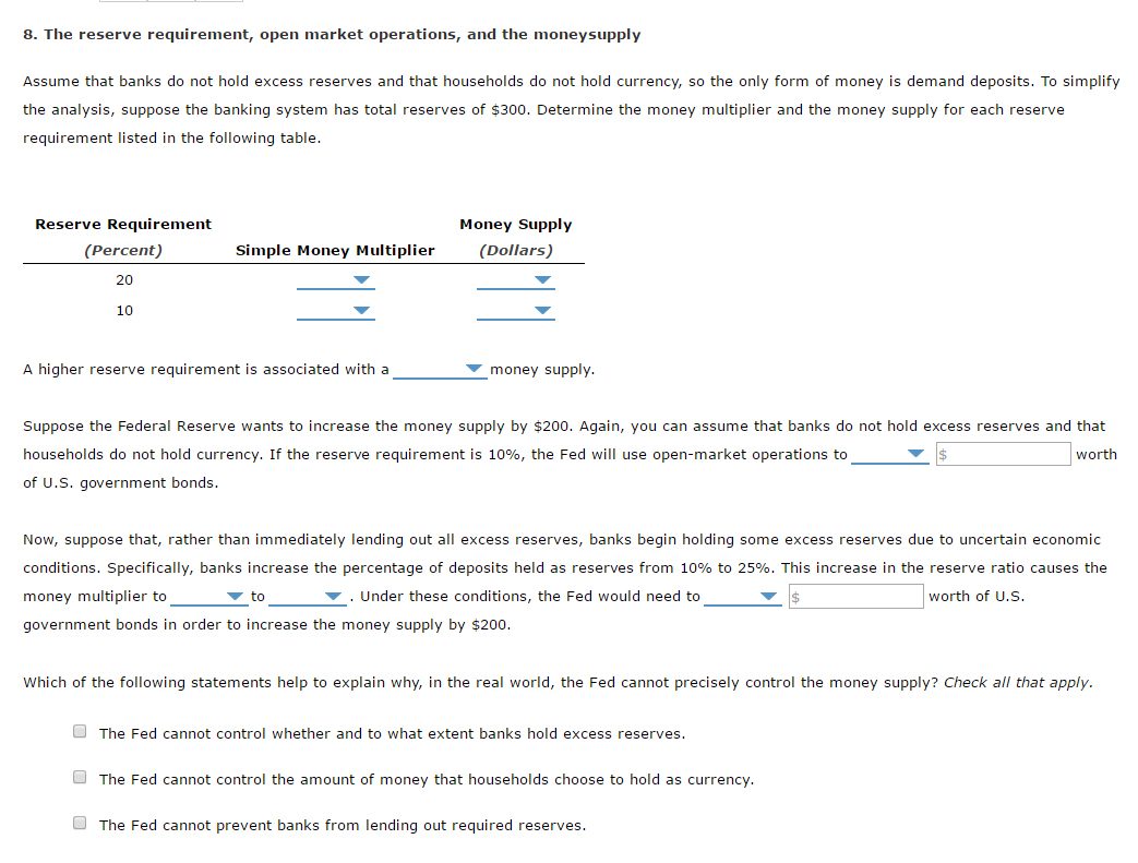 Solved Assume that banks do not hold excess reserves and