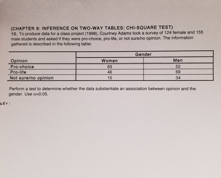 Solved (chapter 9: Inference On Two-way Tables: Chi-square 