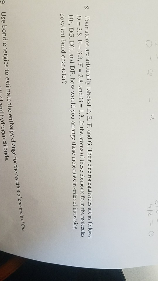 Solved Four atoms are arbitrarily labeled D, E, F, and G. | Chegg.com