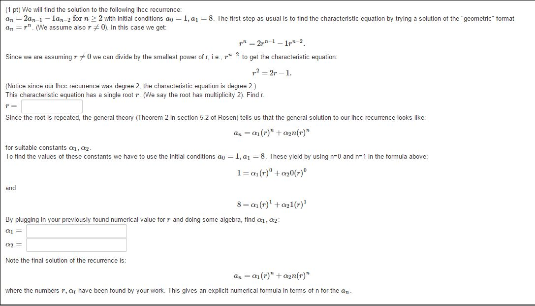 Solved (1 pt) We will find the solution to the following | Chegg.com