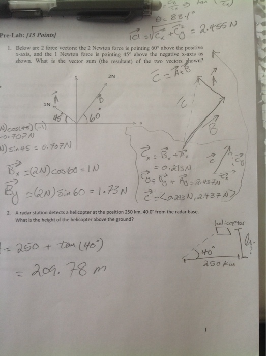 Physics lab (vectors) Note Only consider the last