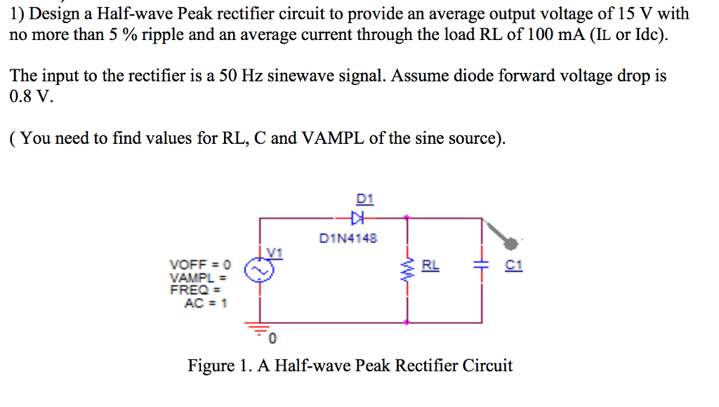Solved Design a Halfwave Peak rectifier circuit to provide