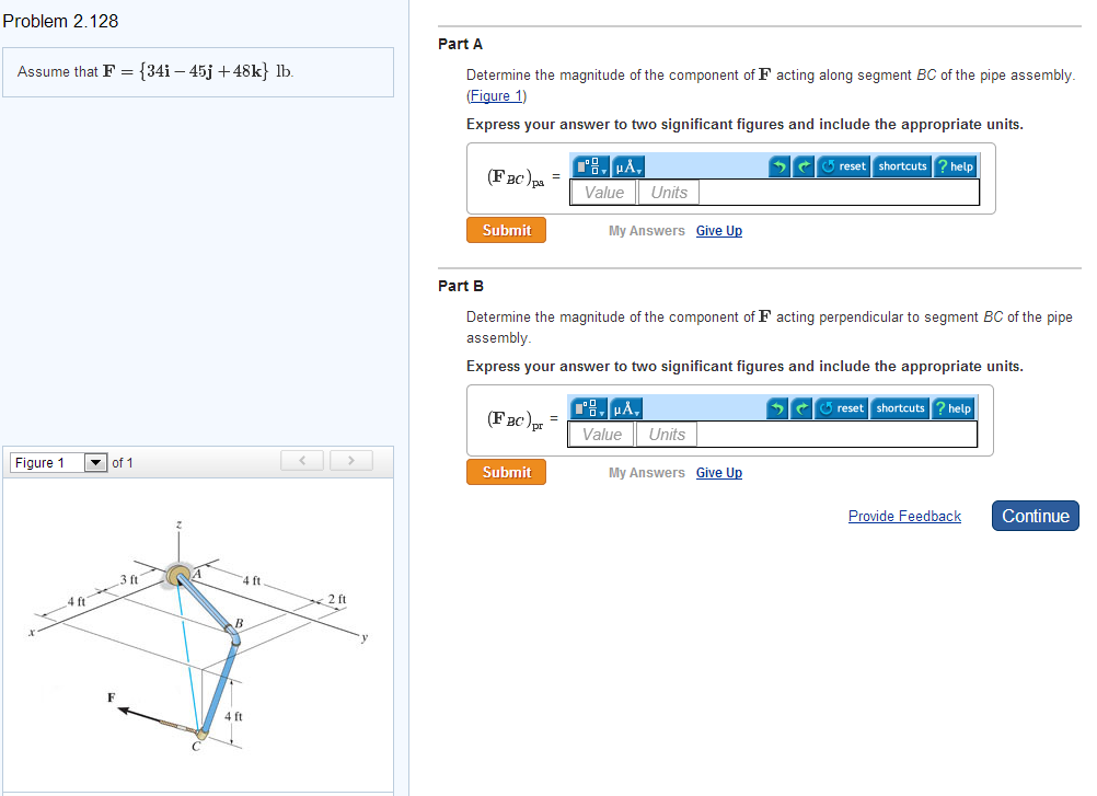 Solved Part A determine the magnitude of the component of F | Chegg.com