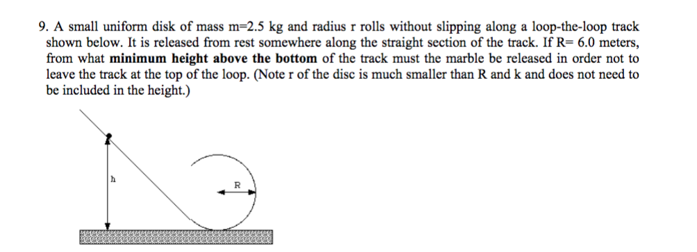 Solved 9. A small uniform disk of mass m-2.5 kg and radius r | Chegg.com