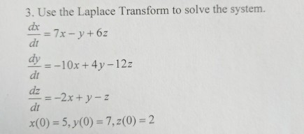 Solved Use the Laplace Transform to solve the system. dx/dt | Chegg.com