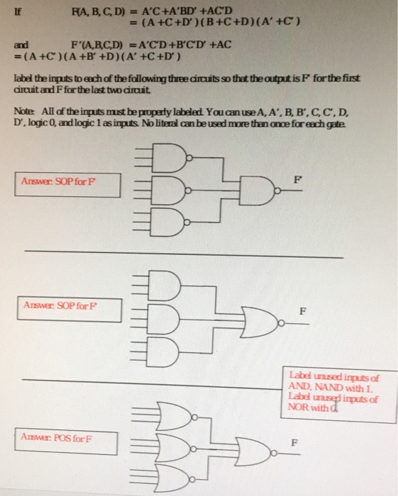 Solved If F(A,B,C,D)= A'C+ AC'D =(A +C | Chegg.com