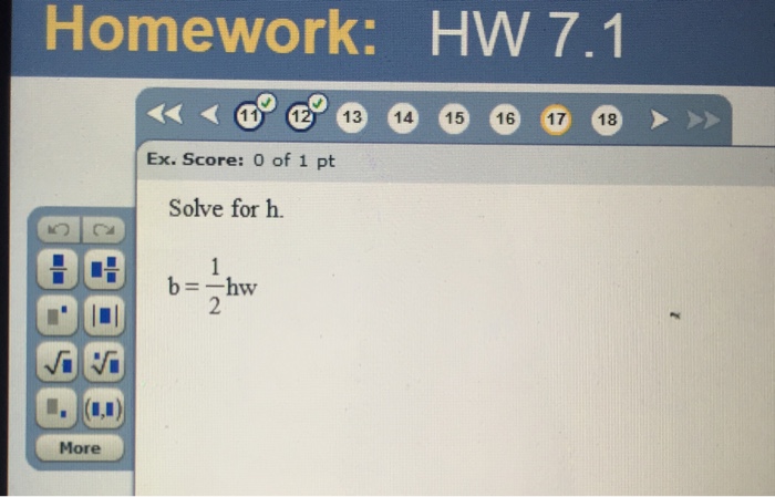 Solved Solve For H. B = 1/2 Hw | Chegg.com