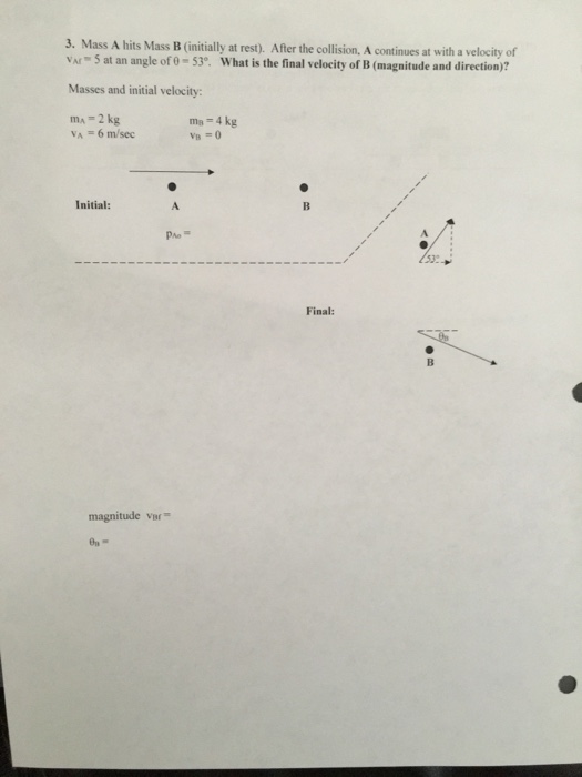 Solved Mass A Hits Mass B (initially At Rest). After The | Chegg.com