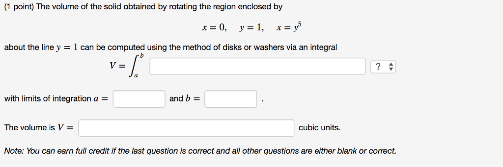 Solved The volume of the solid obtained by rotating the | Chegg.com