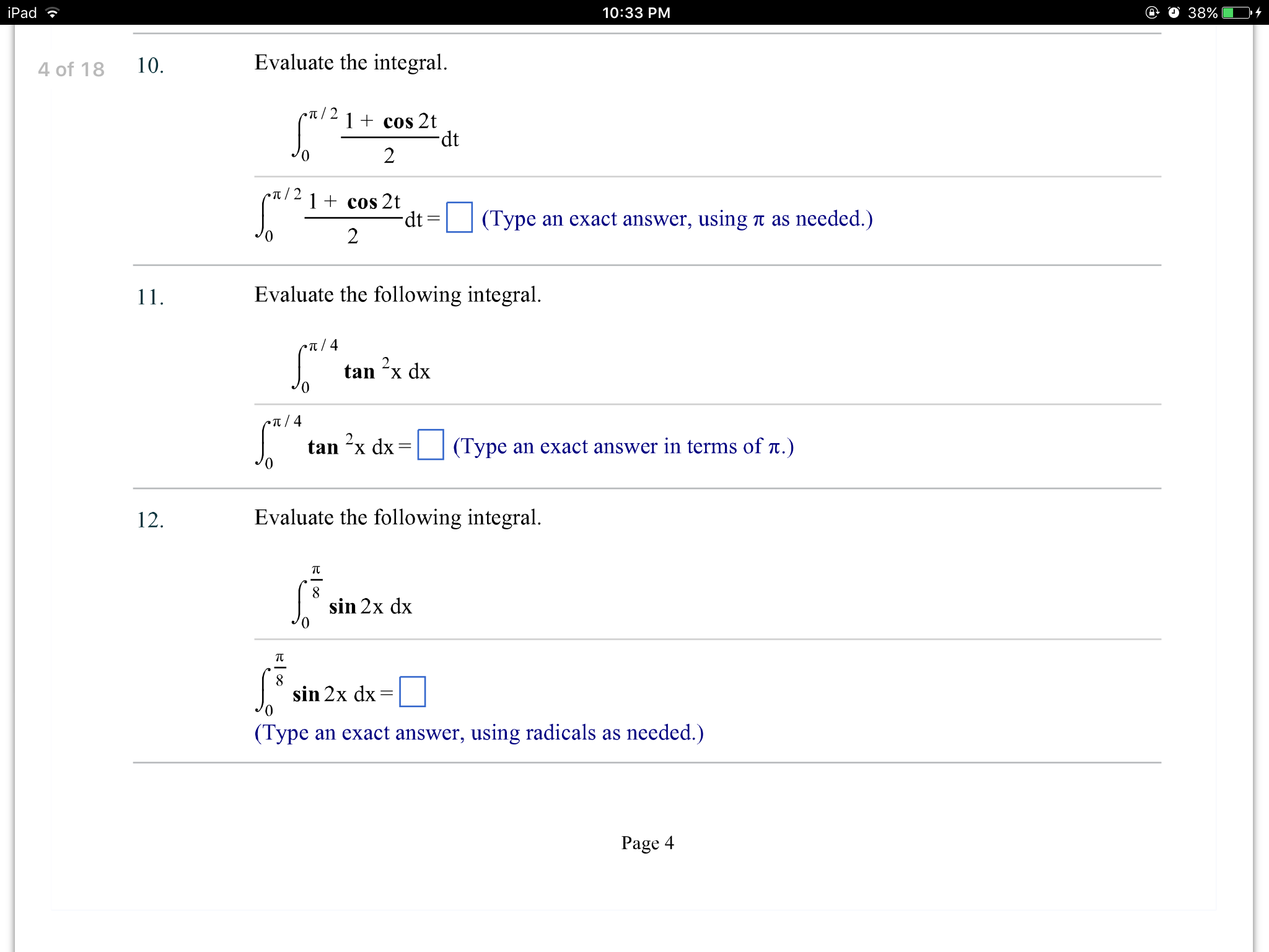 integral 0 to pi root 1 cos2x 2