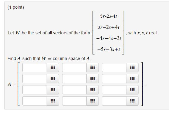Solved Let W Be The Set Of All Vectors Of The Form 7355