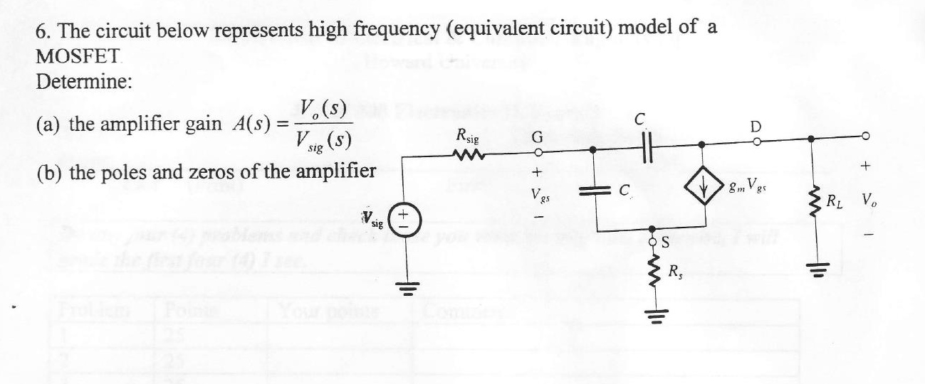 Solved The circuit below represents high frequency | Chegg.com