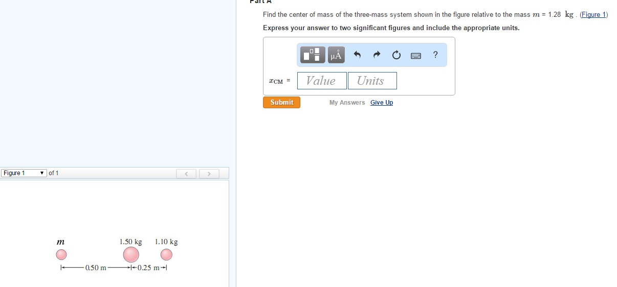 Solved Find the center of mass of the three-mass system | Chegg.com