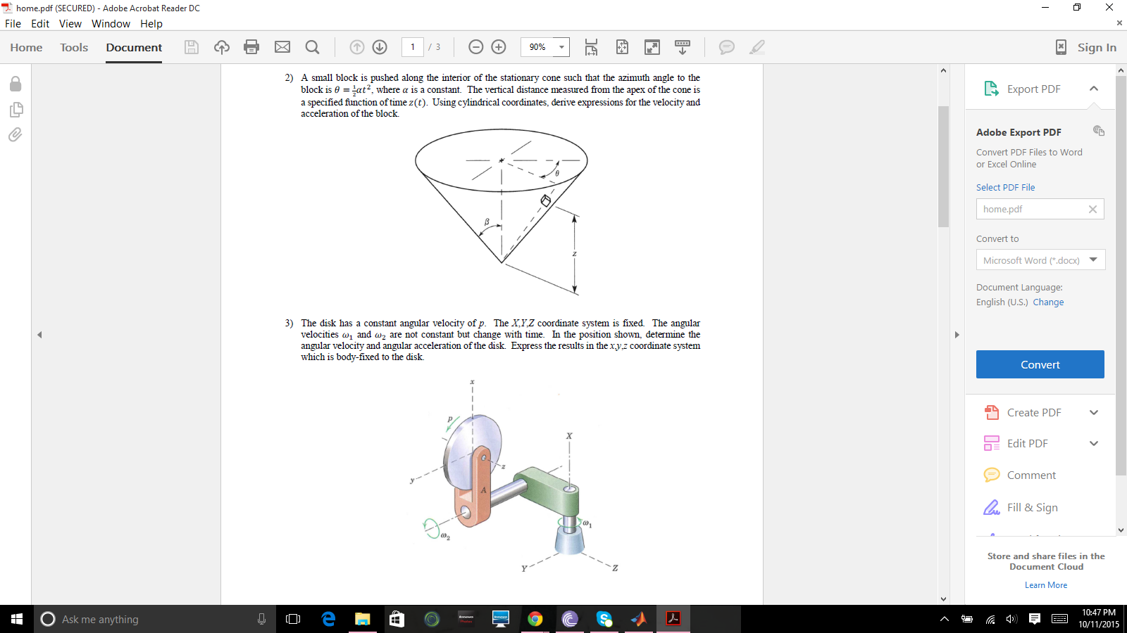 cone in cylindrical coordinates