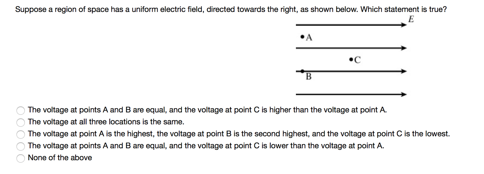 Solved Suppose a region of space has a uniform electric | Chegg.com