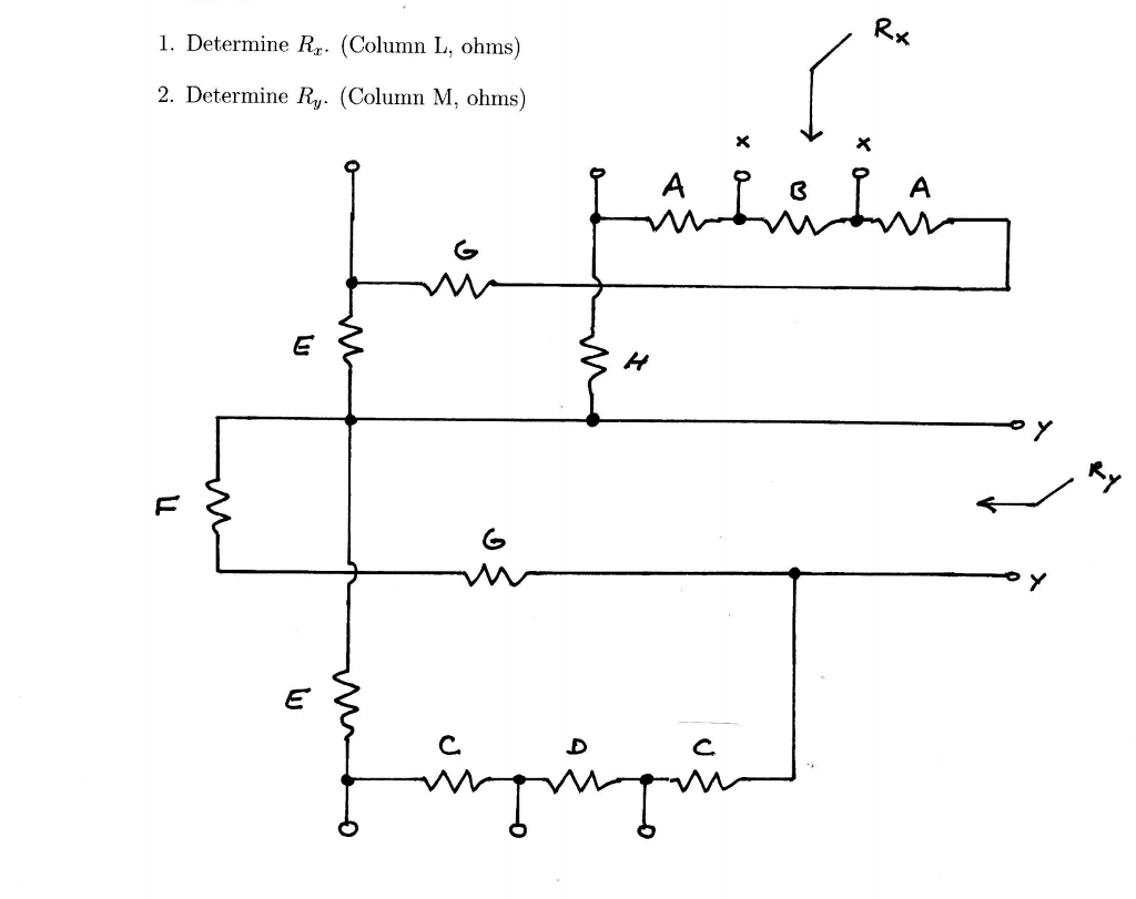 Solved Determine R_x. (Column L, ohms) Determine R_y. | Chegg.com