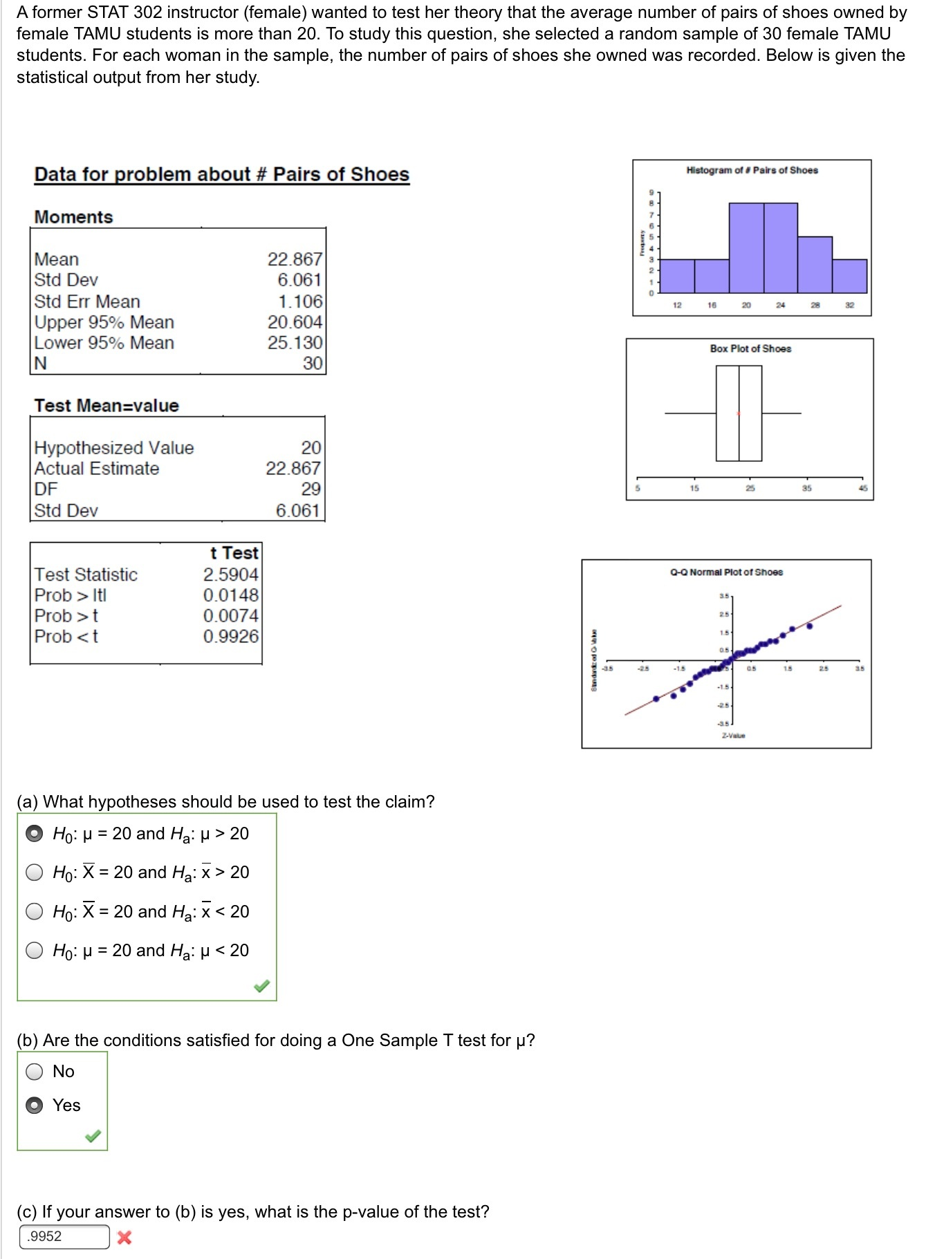 Solved A former STAT 302 instructor (female) wanted to test | Chegg.com