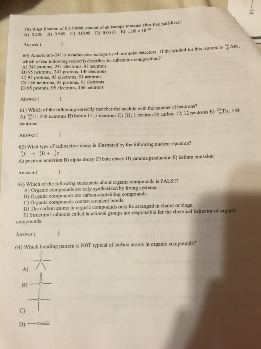 Solved What ii action of the initial amount of an isotope | Chegg.com