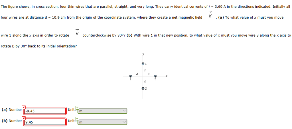 Solved The figure shows in cross section, four thin wires | Chegg.com