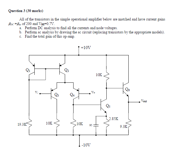 Solved All of the transistors in the simple operational | Chegg.com