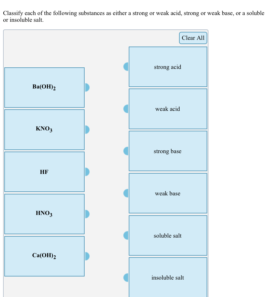 Solved Classify Each Of The Following Substances As Either A | Chegg.com