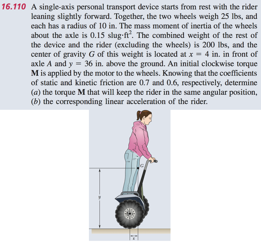 Solved 16.110 A singleaxis personal transport device starts