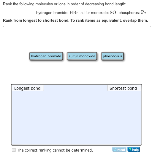 Solved Rank The Following Molecules Or Ions In Order Of | Chegg.com