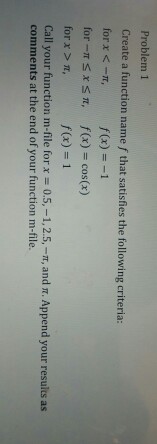 Solved Problem 1 Create a function name f that satisfies the | Chegg.com