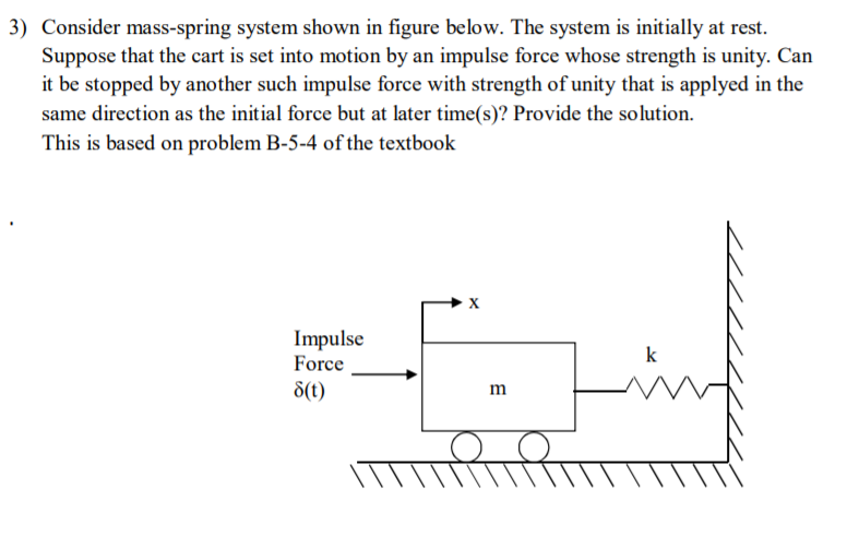 Solved 3) Consider Mass-spring System Shown In Figure Below. | Chegg.com