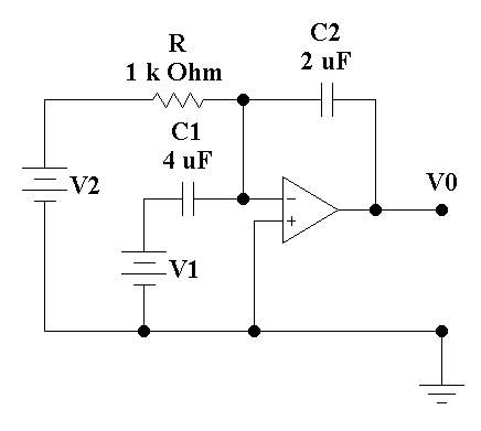 Solved 1 k Ohm C1 4 uF V2 V1 C2 2 uF V0 | Chegg.com