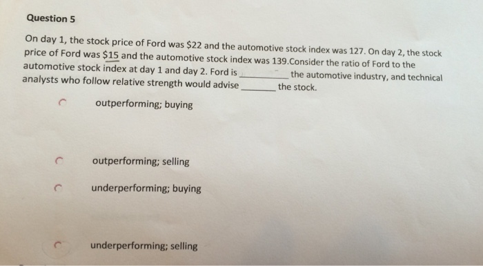 Solved: On Day 1, The Stock Price Of Ford Was $22 And The | Chegg.com