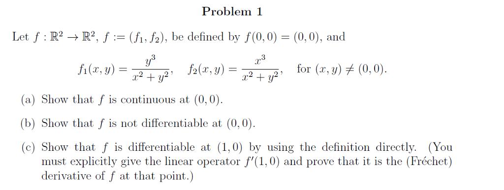 Solved Problem 1 Let f R2 R2, /: (f, f2), be defined by | Chegg.com