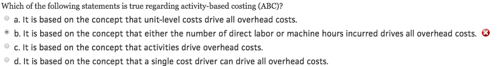 Solved Which Of The Following Statements Is True Regardin Chegg