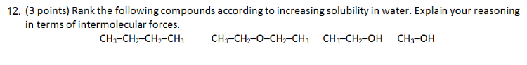 Solved Rank the following compounds according to increasing | Chegg.com