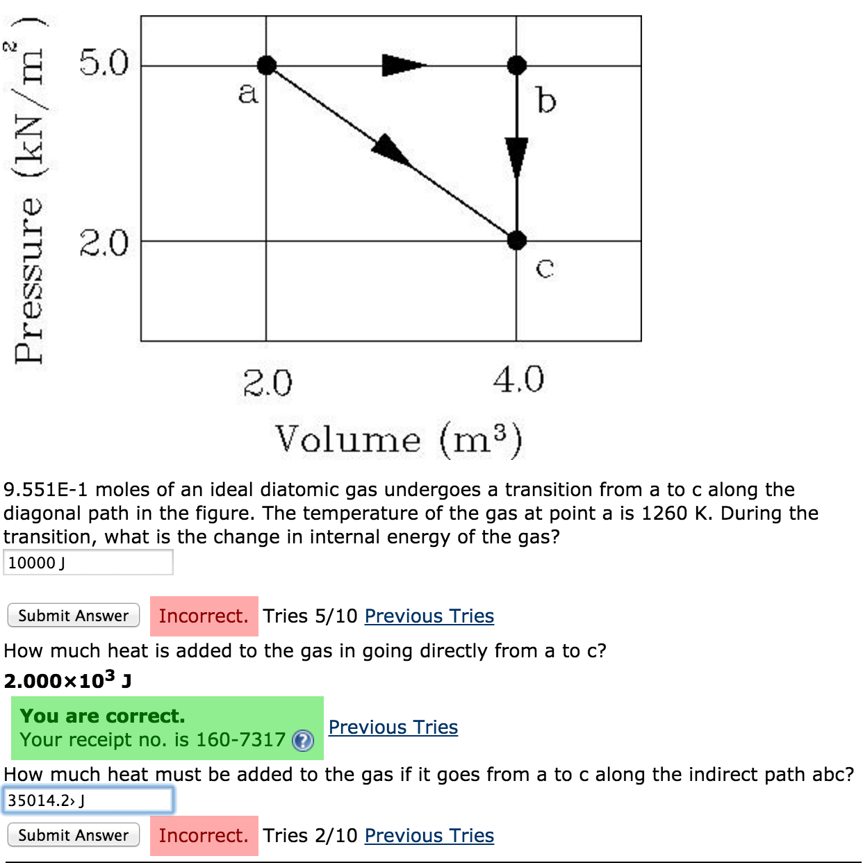 Solved 1 Moles Of An Ideal Diatomic Gas Undergoes A | Chegg.com