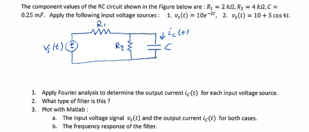 Solved The component values of the RC circuit shown in the | Chegg.com